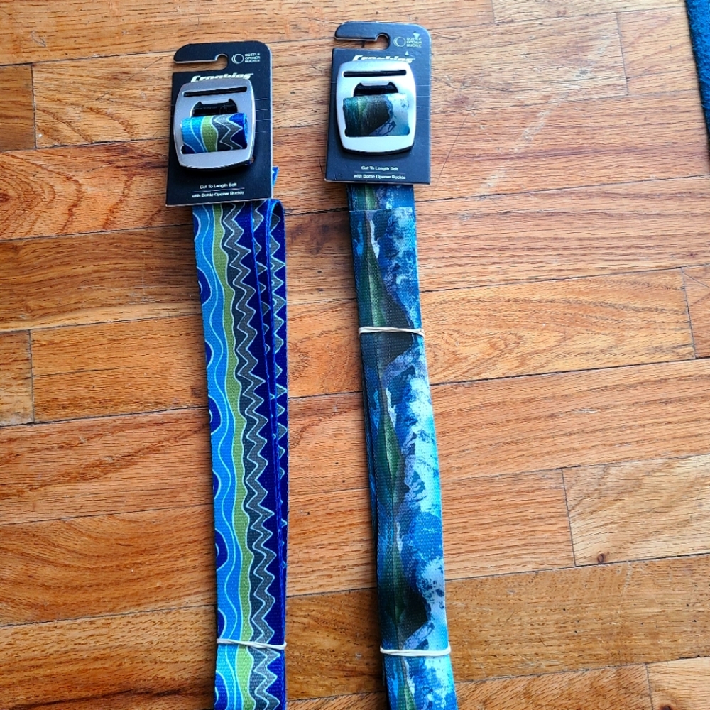 Two unisex cut to length belts